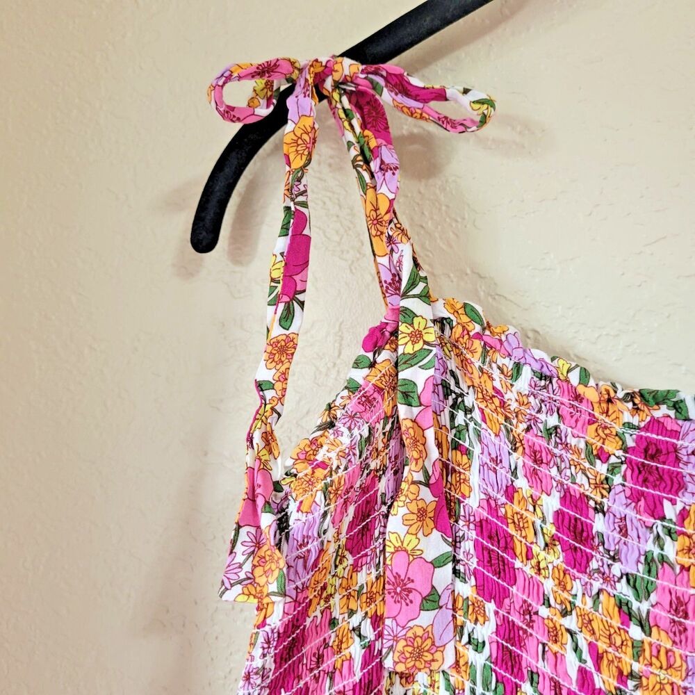 Draper James RSVP Maxi Dress Floral Smocked Tiered Sz XL Summer Pockets Babydoll - Picture 5 of 10